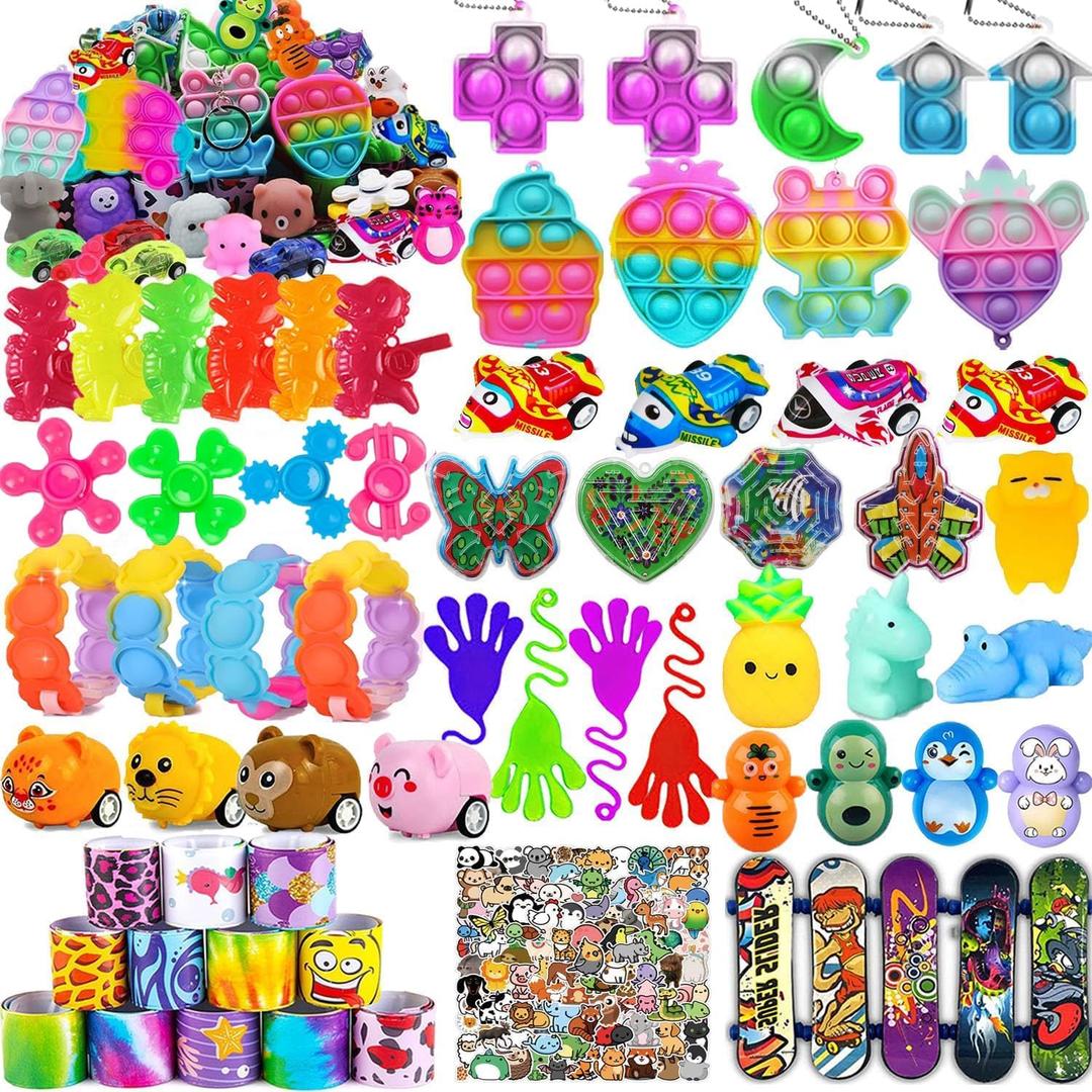 124 Pcs Party Favors for Kids, Goodie Bags Stuffers, Prize Box Toys for Classroom, Treasure Chest Toys, Fidget Toys Bulk, Piñata Fillers, Carnival Prizes