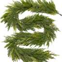 Somikis 9FT Christmas Garland Real Touch Norfolk Pine & Cedar Garland, Artificial Realistic Greenery Garland for Mantle Table Stair Railing Indoor Outdoor Christmas Decorations