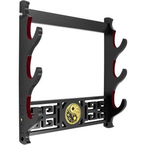 Taichi Sword Wall Mount Velvet Padded Hook Katana Holder Display Hanger for Lightsaber,Cosplay Blade Tanjirou Demon Slayer Weapon Stand (3-Tier)