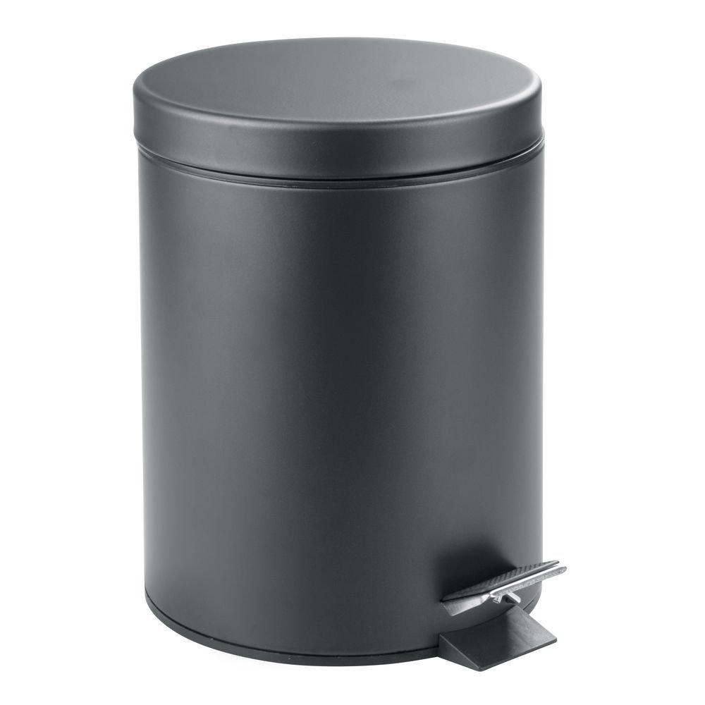InterDesign 5-Liter Steel Step Waste Can with Bucket Insert  Matte Gray 5L