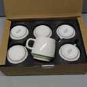 11 Ounce Porcelain Coffee Mugs Set of 6 with Handle Perfect for Coffee, Tea, Milk, Chocolate and Latte, Ceramic Coffee Cups Set for Man and Woman (Cozy Green)