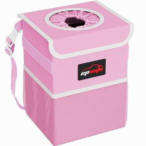 EPAuto Waterproof Car Can with Lid and Storage Pockets, 2.5 Gallon Leakproof, Pink