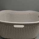 Mind Reader 40L Laundry Basket, Clothes Hamper, Lid, Wicker Design, Plastic, 23"L x 14.25"W x 11"H, Ivory