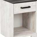 Signature Design by Ashley Shawburn Farmhouse 1 Drawer Night Stand, White & Gray