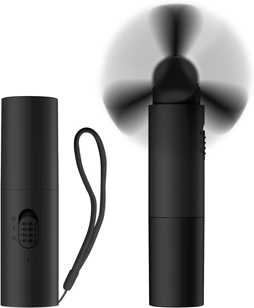 OLV Handheld Mini Fan Portable Rechargeable 3000mAh USB Battery Powered 22+Hrs Runtime Small Hand Held Fan Foldable Pocket Personal Fan Gifts for Women Girls Men Office,Travel,Outdoor - Black
