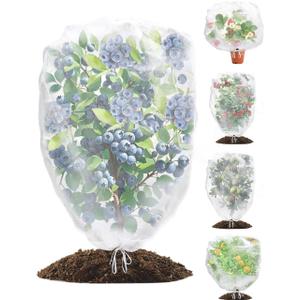 wohohoho 5 Packs Blueberry Bushes Netting Cover with Drawstring, 3.3Ft x 2.6Ft Garden Tree Netting Pest Barrier Tomato Protective Covers Prevent Fruits Plants from Squirrel Bird Insect Deer Animals (5 Packs 3.3ft x 2.6ft)