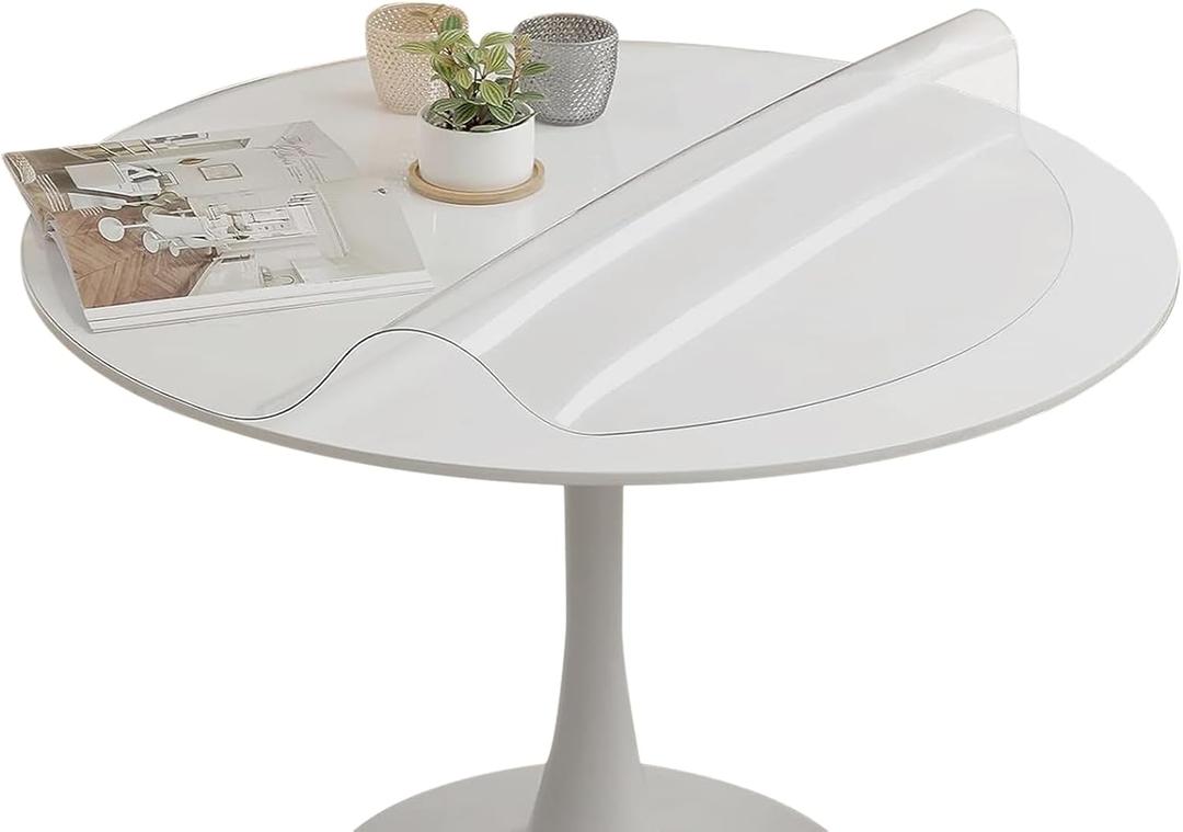 Eralove Round Clear PVC Tablecloths Waterproof Round Table Protector Anti-hot Table mat Thickness 1.5mm Transparent Tablecloths Dia.46 Inches