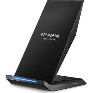 Fast Wireless Charger, NANAMI Qi Certified Wireless Charging Stand Compatible iPhone 17/17 Air/16/15/15 Pro/15 Plus/15 Pro Max/14/13/12, for Samsung Galaxy S25/S24/S23/S22/S21 and Qi-Enabled Phone (Classic Black)