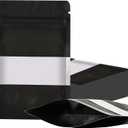 100 Pieces Smell Proof Mylar Resealable Food Storage Bags With Clear Window, Foil Pouch Stand-up for Self Sealing Supplies (Black, 3.5 x 5 Inch)