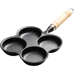4 Cup Eggs Pan, Cast Iron Fried Egg Pan Pancake Pan Burger Omelet Cooker Griddle Egg Skillet for Breakfast, Kitchen Cookware for Gas Stove and Induction Cooker