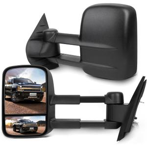 SCITOO Tow Mirrors Compatible with for 2007-2013 For Chevy Silverado For GMC Sierra 1500 2500 3500 Pickup Truck Manual Adjusted No Heated No Turn Signal Black Housing Towing Mirrors LH RH