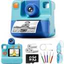 Kids Camera Instant Print, LETSHAHA Christmas Birthday Gifts for Toddler Girls Boys Age 3-12, 24MP & 1080P Selfie Digital Camera with 3 Roll No-Ink Print Paper 32GB SD Card - Blue