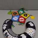 Tummy Time Pillow with Crinkle Mat & Teethers, Black and White High Contrast Baby Toys with Mirror, Montessori Sensory Crawling Toy for Infant Newborn Toddler Tummy Time Toys 0-6 Months Babies