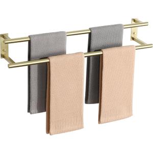Alise Double Towel Bars for Bathroom Wall Mounted,28 Inch Towel Holder Towel Racks for Bathroom SUS304 Stainless Steel Towel Hanger Towel Rod Brushed Gold