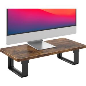 Monitor Stand Riser with 50 LB Capacity, Stable Wood Computer Monitor Stand for Desk Organizers, Anti-slip Computer Riser Monitor Shelf for PC Laptop Notebook Printer Computer iMac, Rustic Brown