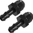 8AN Male Flare to 3/8" Hose Barb Straight Adapter Fuel Hose Fittings AN8-3/8" Aluminum Black 2PCS