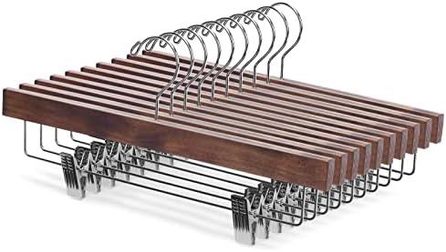 Nature Smile Wooden Pants Skirt Trousers Hangers with Clips (10Pcs Retro)