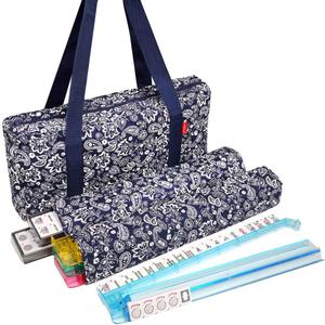 Linda Li New! - American Mahjong Set 166 Premium White Tiles, 4 All-in-One Rack/Pushers, Blue Paisley Soft Bag Classic Full Size Complete Mahjongg Set, Standard American Mah Jongg Tiles