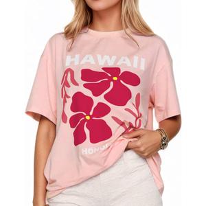 Women's Cottton Oversized Harvest Vintage Floral Graphic Tees Y2K Tops Summer Casual Streetwear T-Shirt (XL)