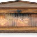 Sunhoo Bread Box for Kitchen Countertop Wooden Corner Breadbox Counter Food Storage Bin Container Farmhouse Rustic Homemade Bread Fresh Keeper Organizer Holder Vintage Stackable with Window (Brown)