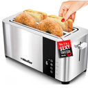 Mueller UltraToast Stainless Steel Toaster 4 Slice – Extra-Wide 1.6" Slots
For Artisan Bread, Bagels & Frozen Waffles, 6 Browning Levels, LED Display, Cancel/Defrost/Reheat, Removable Crumb Tray
