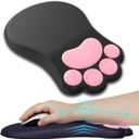 Ergonomic Mouse Pad with Wrist Rest,Cute Cat Paw Mousepad Wrist Support,Comfortable Massage Design Computer Pain Relief Mouse Pad with Non-Slip PU Base for Desk Laptop Gaming Office,Black