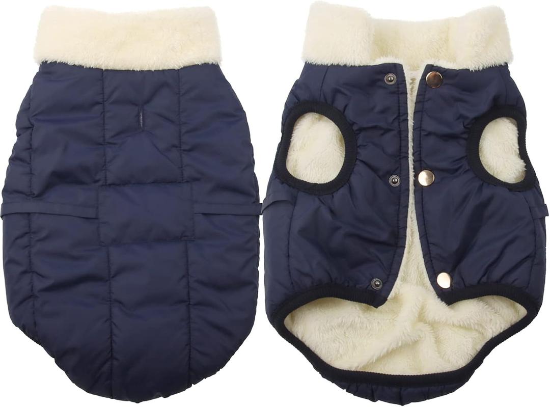 JoyDaog Warmth Dog Jacket for Dogs, Winter Puppy Coat, Blue M | Soft Fleece Lined Dog Vest for Cold Weather, Waterproof Snowsuit Fit Snow Play, Leash Hole for Daily Walk, Short Hair Breeds, Medium