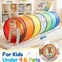 Kids Play Tunnel Tent for Toddlers, Colorful Pop Up Crawl Tunnel Toy for Baby or Pet with Breathable Mesh, Collapsible Gift for Boy and Girl Play Tunnel Indoor and Outdoor Game, 18.1D x 69L inches