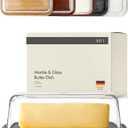 KIVY Butter Dish (Black Marble & Glass) - For Countertop and Refrigerator Door Shelf - Marble Butter Keeper - Stone Butter Dish - Glass Butter Dish with Lid - Dishwasher Safe