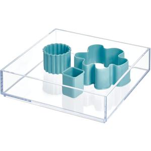 iDesign Clarity Kitchen Drawer Organizer for Silverware, Spatulas, Gadgets - Medium, 8" x 8" x 2", Clear