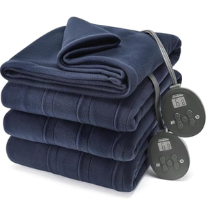 Sunbeam Electric Royal Luxe Microplush Heated Blanket 12 Heat Settings, 12-Hour Selectable Auto Shut-Off, Fast Heating, Warm and Cozy, Ice Blue Color, Queen, 90" x 84"