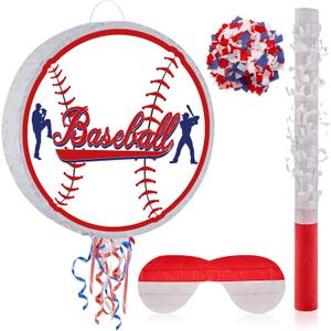 Baseball Piata for Birthday Party Softball Piata with Stick, Blindfold, Confetti for Adults Birthday Baby Shower Sports Party Supplies