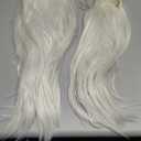 Wiggy Mermaid White Wig Beard Set for Men Adults Teens 23.6'' Long Straight Fluffy White Beard Costume Wig with Wig Cap for Halloween Cosplay