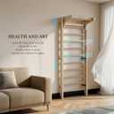 Multi-Function Gymnastics Swedish Ladder,Wall Mounted Wooden Gymnastics Bar,Indoor Home Gym for Kids & Adults