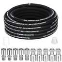 Frienda Hydraulic Hose 1/2" x 50 ft with 10 Pcs JIC 37° Female & NPF Male Hydraulic Hose Fittings – 4800 Psi Rated Tensile Steel Wire Braid for Industrial Construction Agricultural