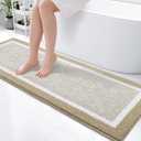 OLANLY Bathroom Runner Rug 59x20, Extra Soft and Absorbent Microfiber Bath Rugs, Non-Slip, Machine Washable, Quick Dry Shaggy Bath Carpet, Extra Long Bath Mats for Bathroom, Tub, Shower, Beige