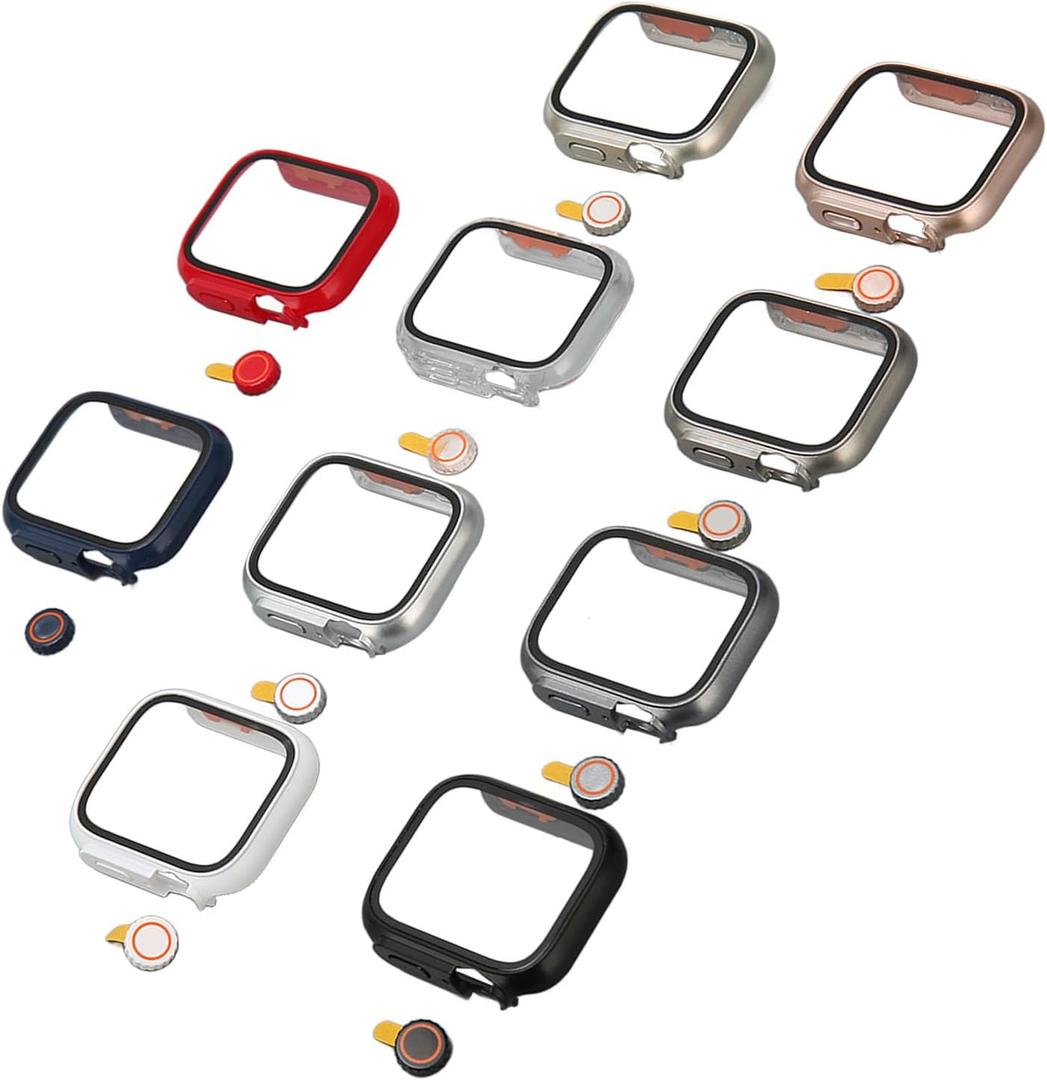 10Pcs Watch Hard PC Case With Tempered Glass Screen Protector For IWatch Series 7 Smartwatch All Around Comfortable Wearing Experience Compatible With 41mm Model