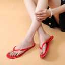 Women Flip Flops Jelly Shoes Thong Sandals Flat Slides Clear Jellies Pool Slippers Bathroom Summer Beach Size 8 Ladies Non Slip Dress Comfortable Quick Drying Soft (Red)