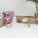 Caseative for iPhone 16 Pro Max Case,Glitter Bling Diamond Mirror with Stand Holder Magnetic Compatible with MagSafe Wireless Charging (Black,16 Pro Max)