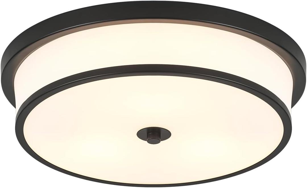 4 x 16 inch Flush Mount Ceiling Light, 3-Light Close to Ceiling Light Fixtures with Black Finish for Livingroom Bedroom Kitchen Diningroom(Black)