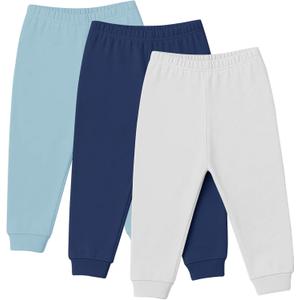 Baby Jogger Pants with Elastic Cuffs Stay-On Lightweight Toddler Joggers, Soft & Stretchy Baby Pants, 3-Pack (S)