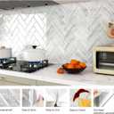 FunStick White Grey Herringbone Peel and Stick Backsplash for Kitchen, Bathroom, Shower - 12"x12" Subway Tile Stickers - 5 Sheets (4 sq ft) - Removable, Heat Resistant, Easy to Install