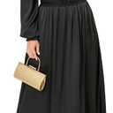 EYWOL Womens Plus Size Formal Wedding Guest Dress,Long Sleeve Elegant Flowy Spring Dresses Maxi Dress for Cocktail Party Prom (Black, XXL)