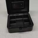 Kyodoled Medium Cash Box with Combination Lock Safe Metal Money Box with Money Tray for Security Lock Box 7.87"x 6.30"x 3.54" Black Medium