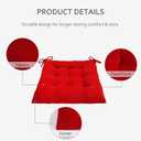 ELFJOY Set of 4 Square Chair Pads Indoor Seat Cushions Pillows with Ties Thick Soft Seat Cushion for Kitchen Dining Office Chair (18", Red)