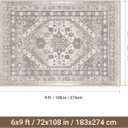 befbee 6x9 Area Rugs for Living Room - Stain Resistant Machine Washable Rugs for Bedroom, Non-Slip Backing Large Area Rug (Brown/Beige, 6'x9')