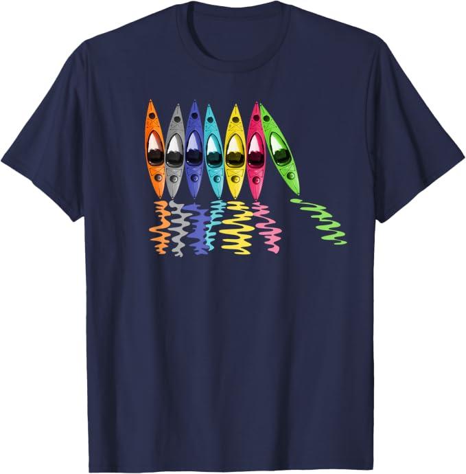 Colorful Kayaks Outdoor Adventure Kayaking Boating T-Shirt (Blue, L)