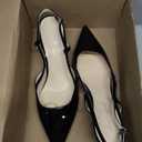 Slingback Heel for Women Kitten Heels Closed Pointed Toe Low Heel Pumps Rhinestones Heels for Women Dress Shoes for Wedding Party Prom, Size 11, Black