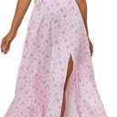 Women's Summer Puff Sleeve Floral Split Maxi Dress Flowy A Line Casual Beach Long Dresses 2026, L