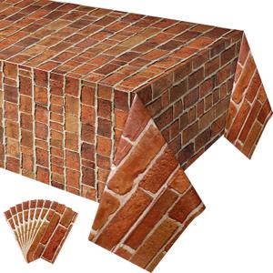 Chuangdi 8 Pcs 4.5 x 9 ft Wall Backdrop Tablecloth Christmas Stone Wall Scene Setter Brick Sheet Background Wallpaper Photography Backdrop for Winter Holiday Party Decoration (Retro Red)
